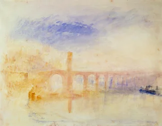 Le pont de la Moselle, Coblence, vers 1842